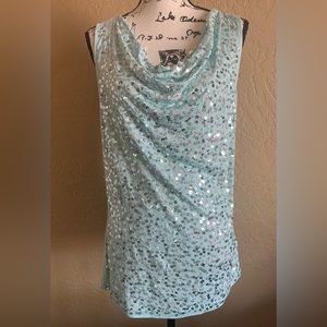 Apt. 9 Turquoise Sequin Sleeveless Top